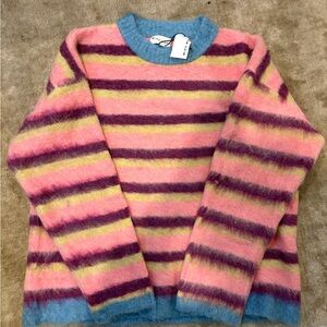 Vibrant Striped Sweater in Pink and Blue